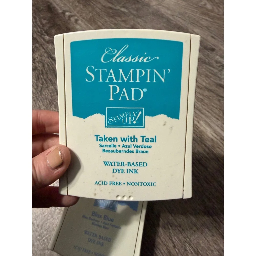 Stampin Up Classic Stampin Pad Lot of 3‎ Garden Green Taken with Teal Bliss Blue